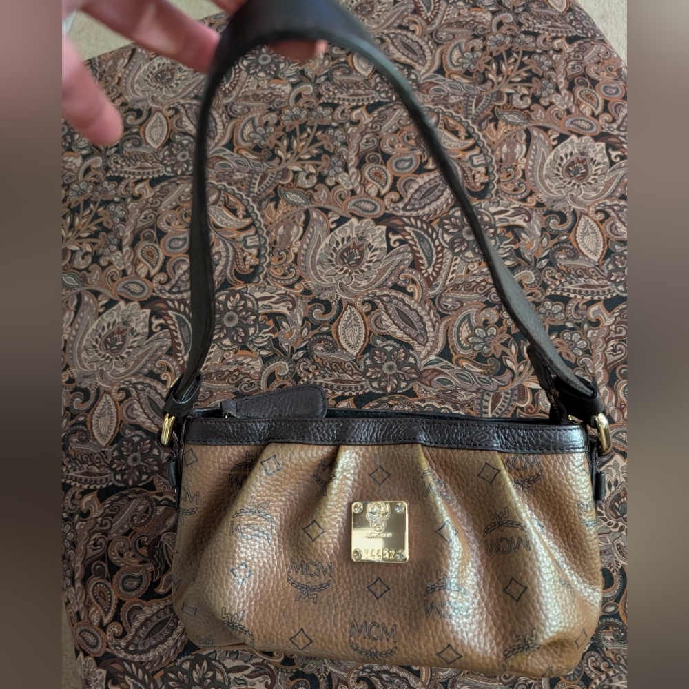 MCM Vintage Visetos Leather Pochette Chocolate/Brown Mini Bag In Great Shape!